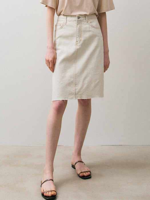 Denim Skirts - Cream