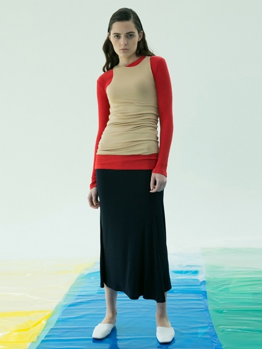 Giselle Jersey Long Skirt (Dark Navy)