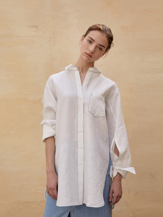 Shirt Classic Long Linen White [ICONIC]