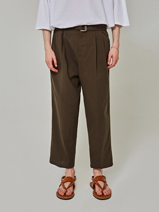 WIDE BT COTTON PANTS_KHAKI