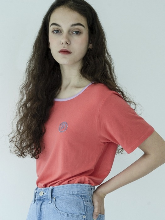 Jewel logo t-shirt_coral red