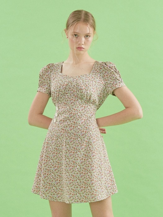 Puff Shoulder Mini Dress_ Floral