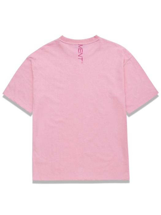 Side Tape Contrast Over-Fit TEE INDI PINK