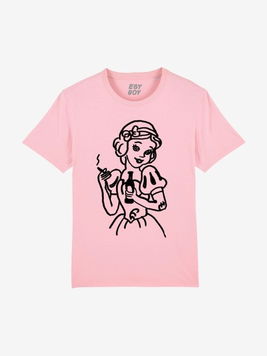 [UNISEX] SNOW WHITE AND THE CIGARETTE TSHIRT PINK EGY54