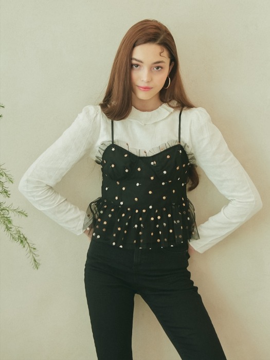 TWO-TONE DOT TULLE TOP
