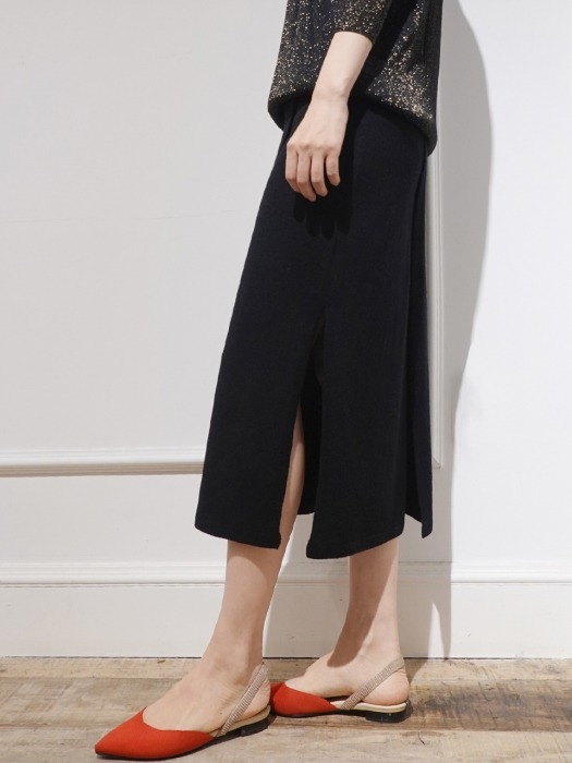  Special Item. Cashmere Blend Knit Wrap Skirt(Black)