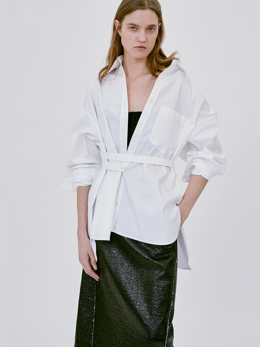 BELTED COTTON SHIRT (WHITE)