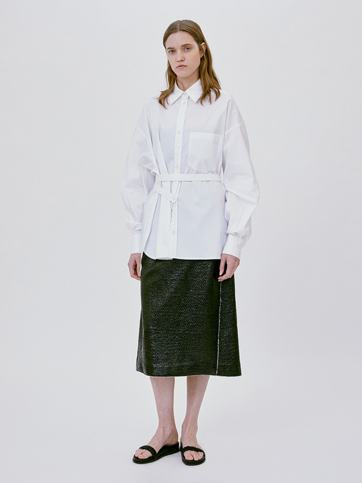 BELTED COTTON SHIRT (WHITE)