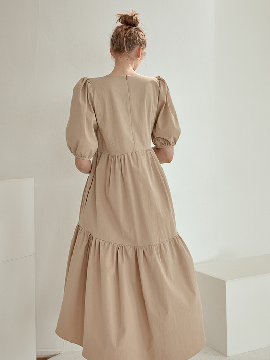 lovely shirring long dress[beige]