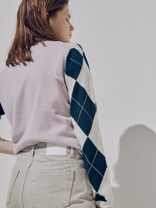 [FRONTROW x RePLAIN] Argyle Intarsia Knit Top_2color