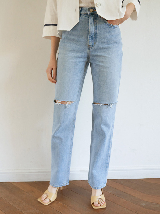 monts 1093 straight cutting denim jeans (light blue)