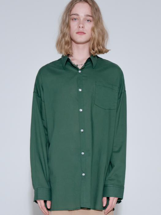 Overfit vivid linen color shirt_green