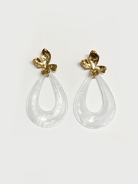 gold flower raindrop earring
