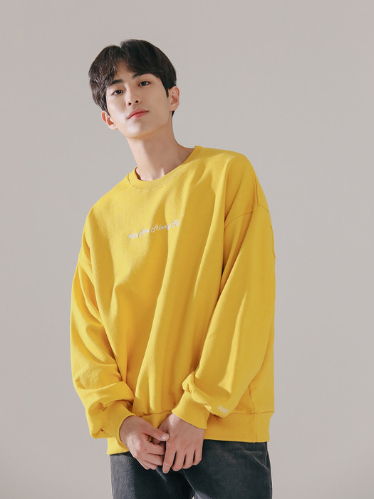 T003 LETTERING EMBROIDERY CREWNECK_YELLOW