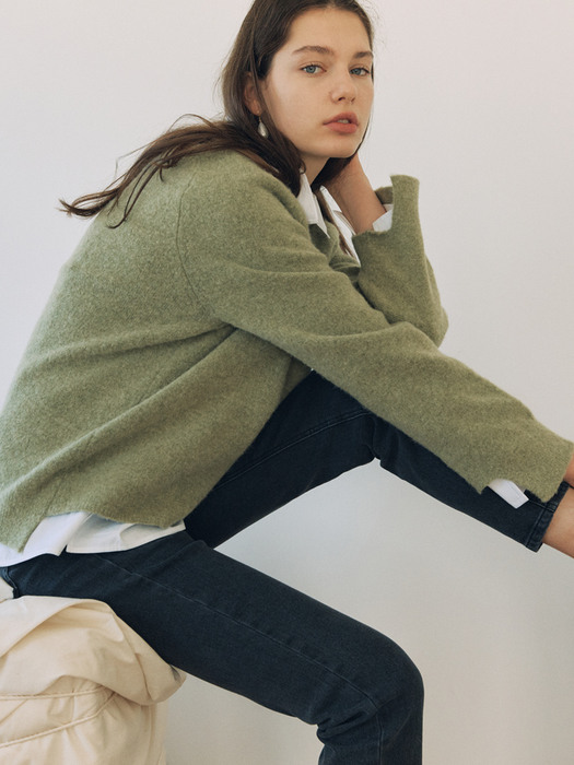 [FRONTROW x RePLAIN] Loose-fit Alpaca Sweater + Mid-rise Straight Jeans_Grey SET