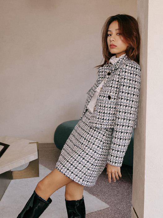 [단독] 트라이앵글 치마 투피스/Jacket+Skirt
