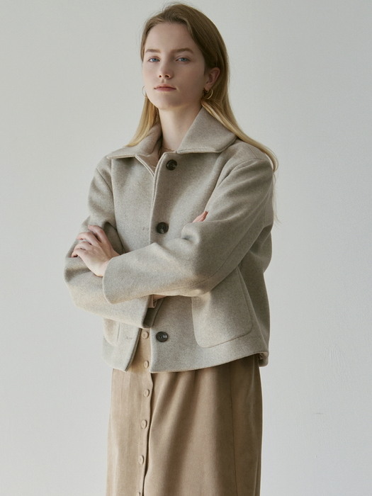 BLOOMING STAND SHORT COAT_OATMEAL