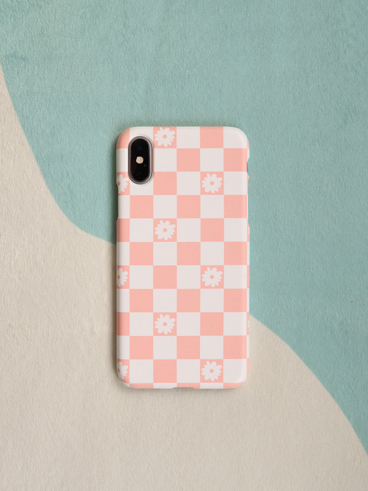 Flower check phonecase (pink)