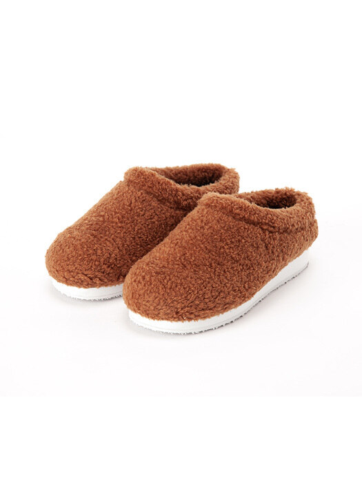 [UNISEX] cozy fleece hight mule 4.5cm BROWN