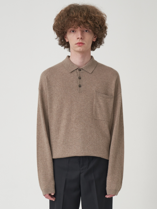 WOOL CASHMERE COLLAR KNIT_BROWN
