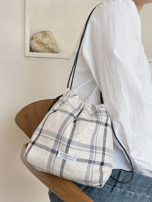 linen check mini bag