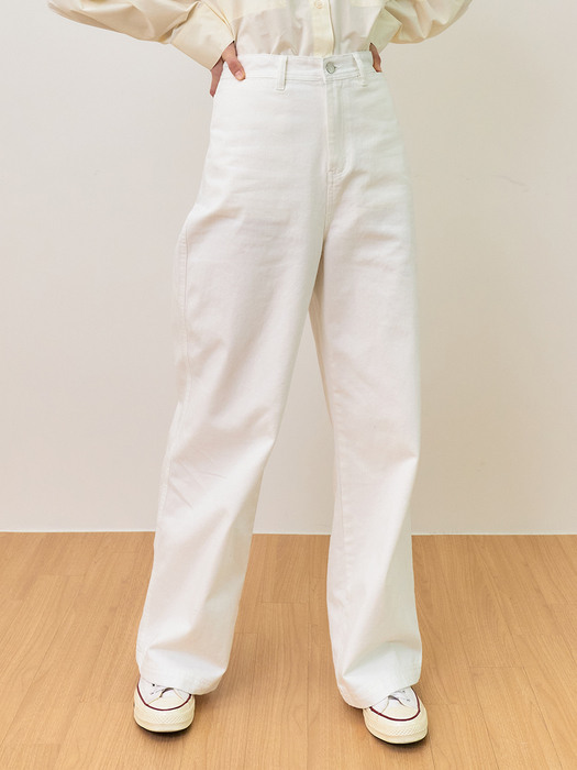 comos478 Slim Pocket Cotton Pants (white)