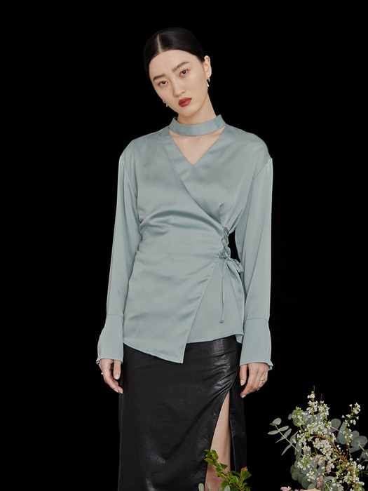 Silky layered blouse (mint)
