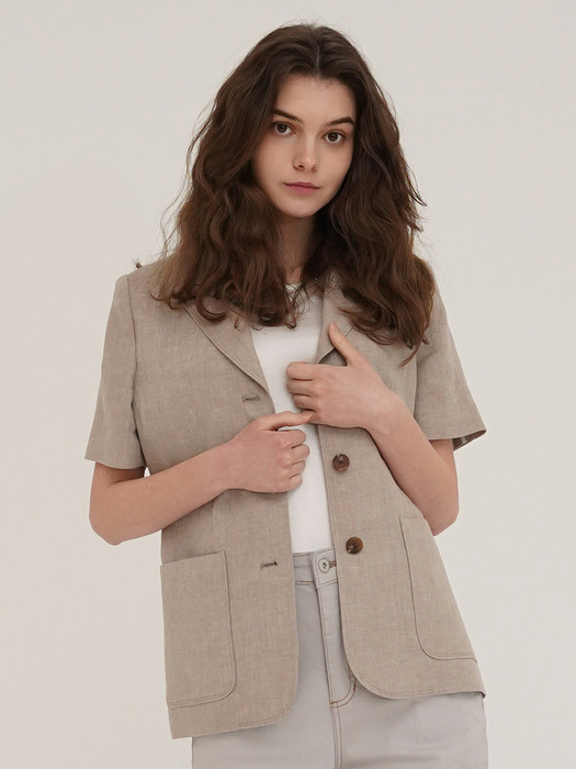 Linen 3button jacket - Beige