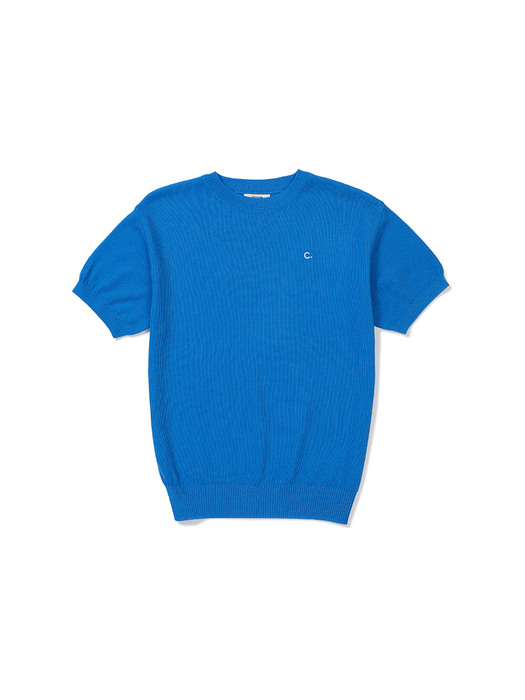 Crew Neck Pique Knit Blue