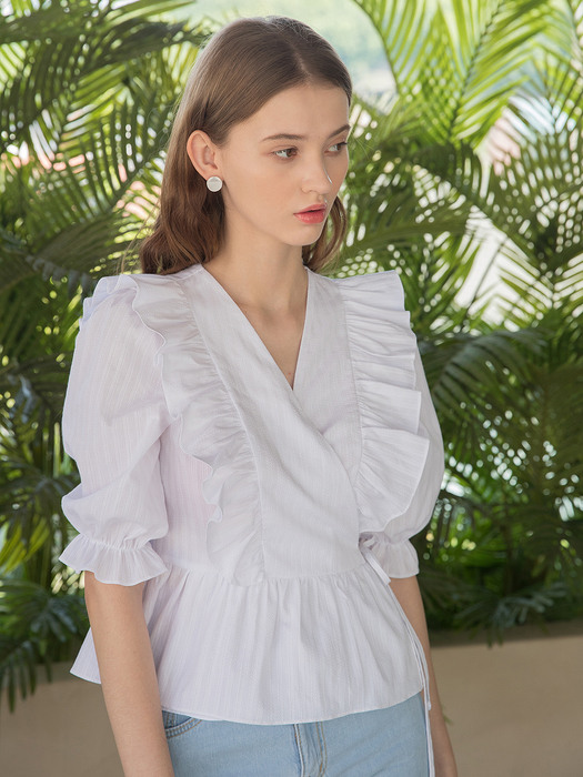 Frill Wrap String Blouse White