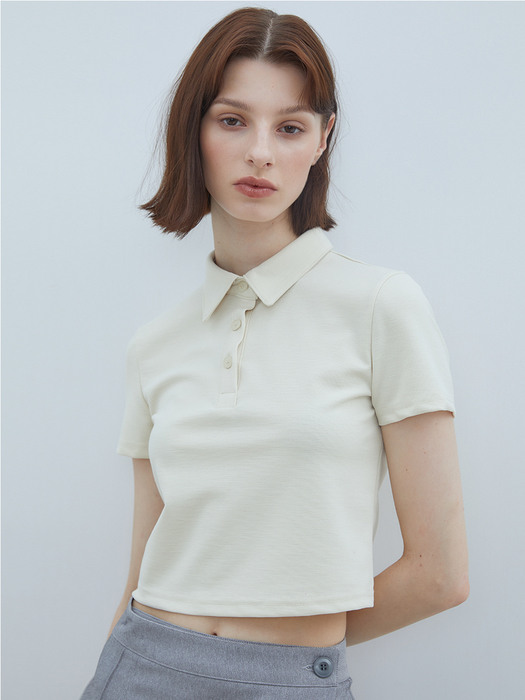 LQ CROP COLLAR TOP(CREAM)