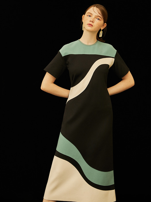 [리퍼브][FRONTROW X J.Chung] Curvy Color-blocked Dress_2color