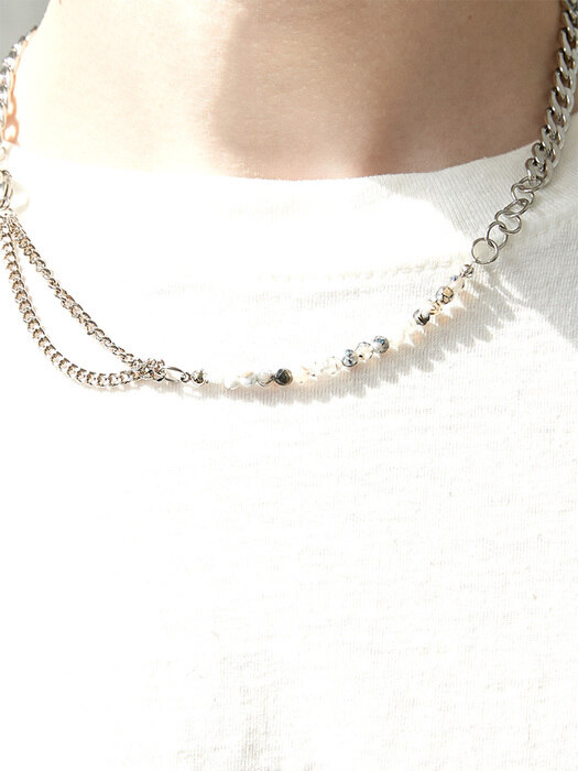 GREYSTONE metal mix necklace(NA205)