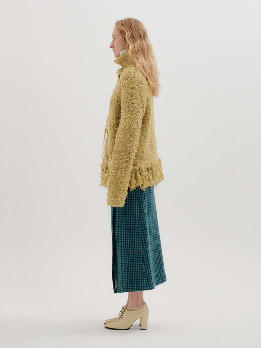 TOMATO Fringed Knit Jacket - Mustard