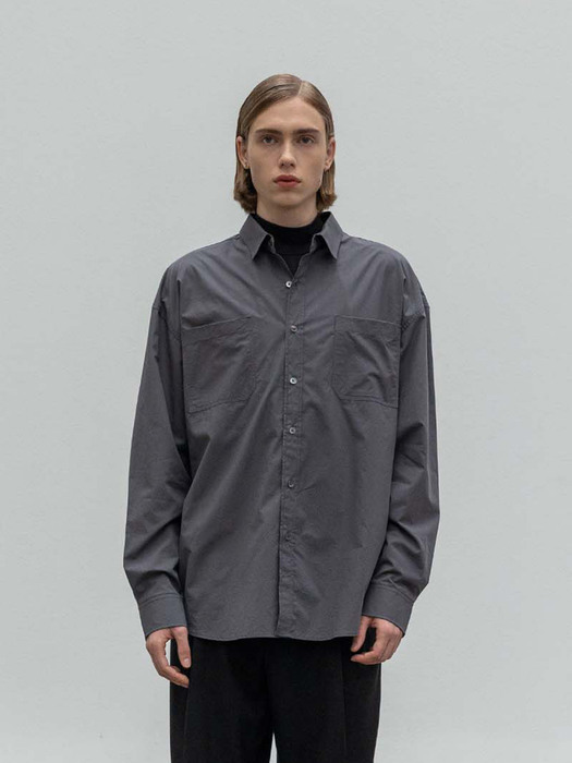 two pocket over-fit shirts(Charcoal)