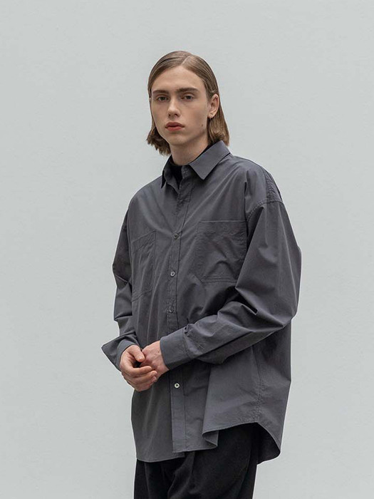 two pocket over-fit shirts(Charcoal)