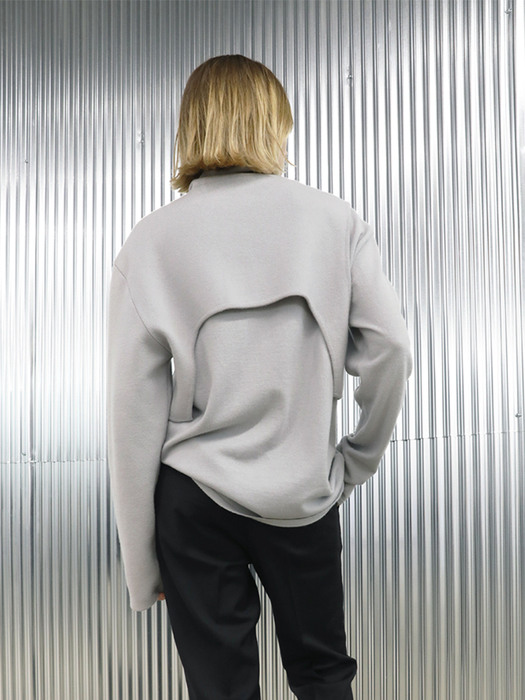 OVERLAY TURTLE NECK CROPPED SWEATER - GREY