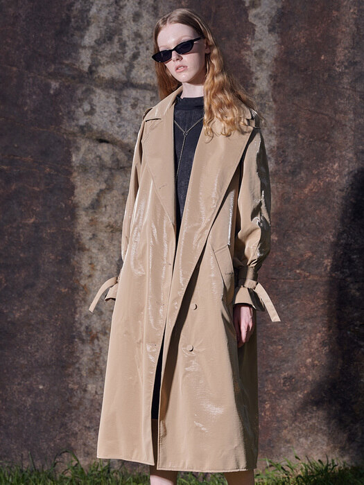 MULBERRY LEATHER TRENCH COAT (BEIGE)