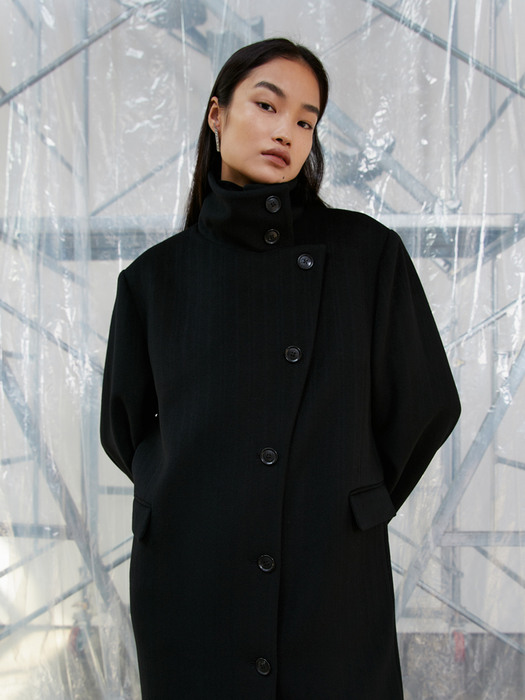 BLACK HIGH NECK COAT