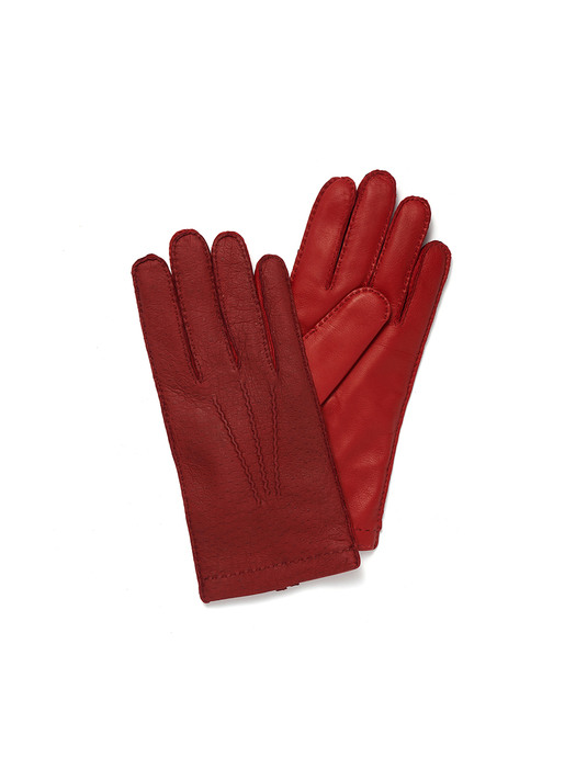 Peccary Leather Gloves For Men_Red