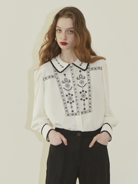 Flower Embroidered Chifon Blouse