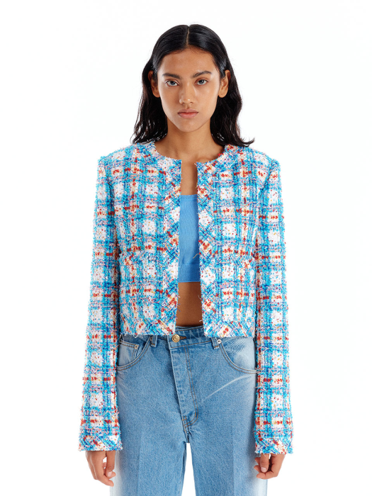 UEM Tweed Short Jacket - Blue Multi