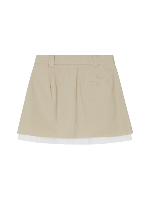 Pleated Mini Skirt in Beige VW2SS170-91
