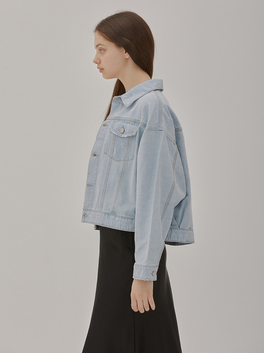 DENIM DOLMAN SLEEVE OVERSIZE JACKET LIGHT BLUE