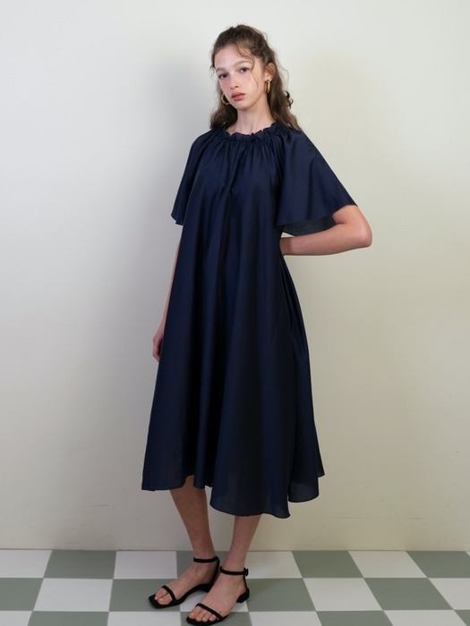 Summer tencel maxi dress (Navy)