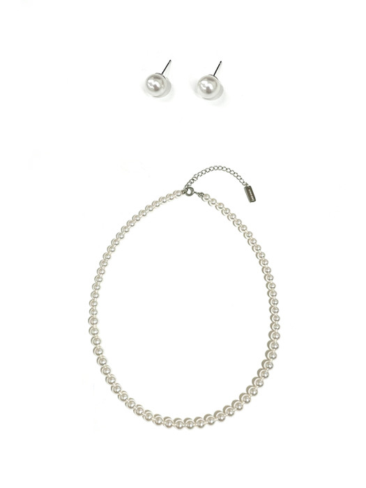 [SET] gradation swa pearl necklace & simple swarovski pearl earring (8mm)