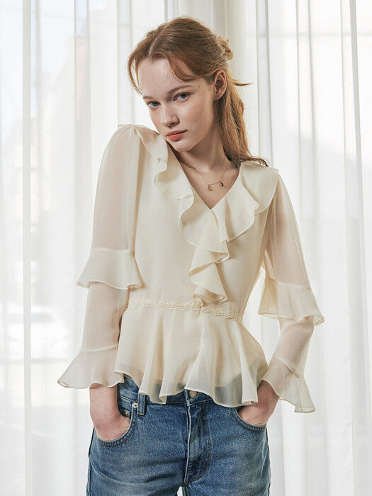 LACE FRILL BLOUSE_IVORY