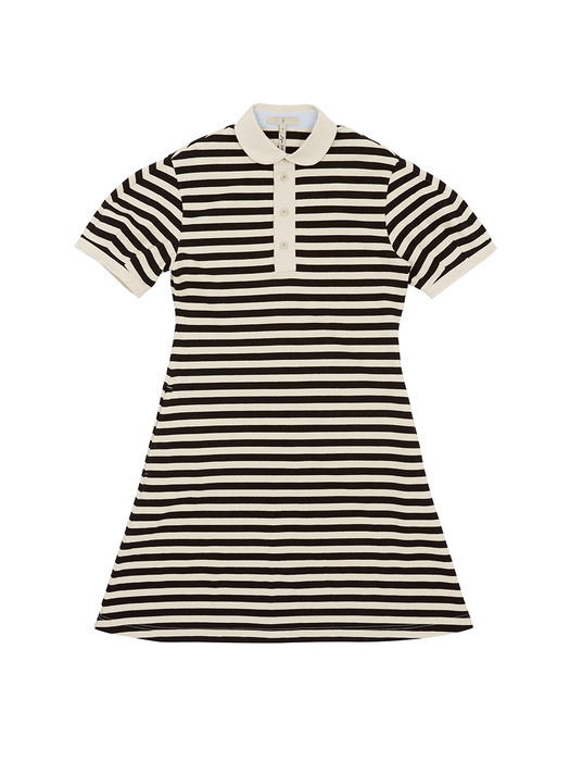 WIMIRI Collar short dress (Red stripe/Black stripe)