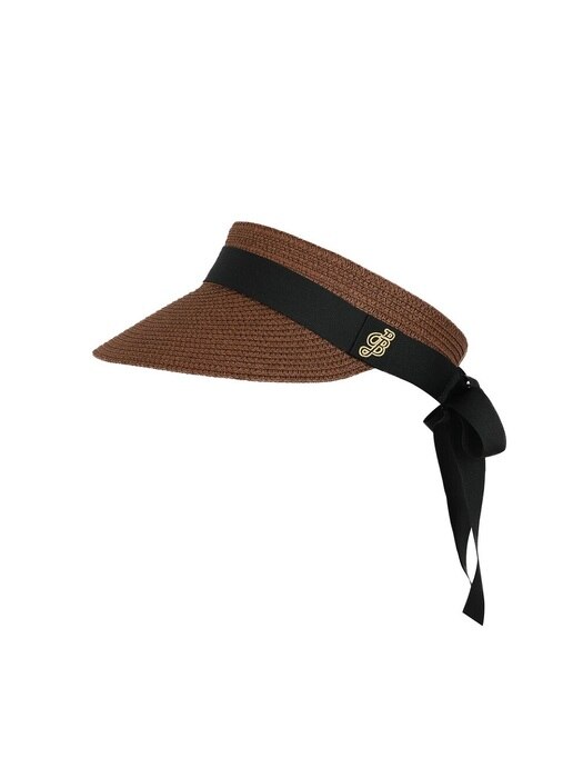 BLACK RIBBON STRAW VISOR_Brown