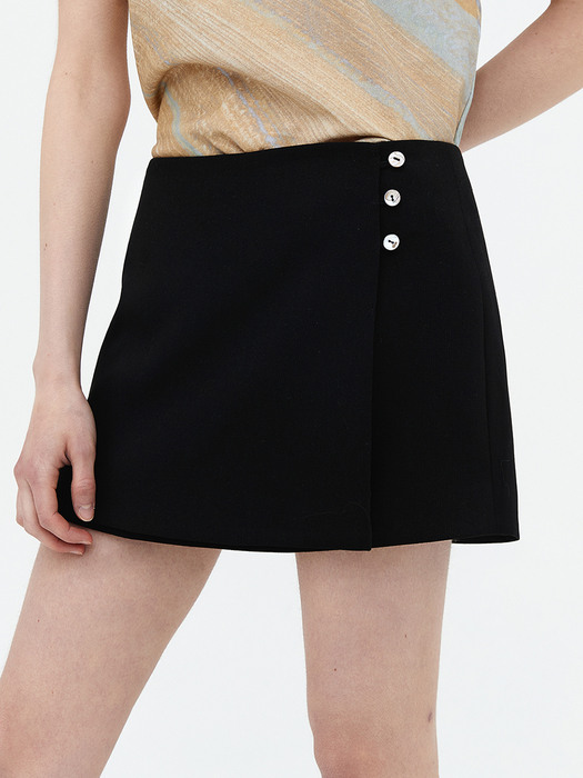 Low rise wrap mini skirt.Black